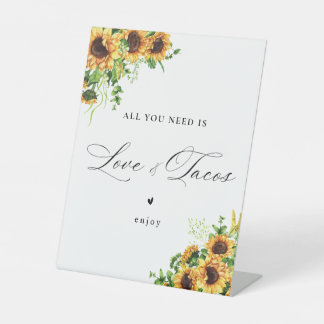 Signe De Table Pancarte Mariage Fleur de Tournesol Amour et Tacos