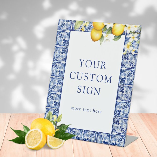 Signe De Table Pancarte personnalisée Main Squeeze Lemons (Créateur téléchargé)