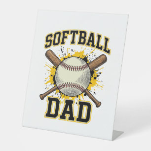 Signe De Table Papa Softball Vintage Varsity Batteurs Croisés Des