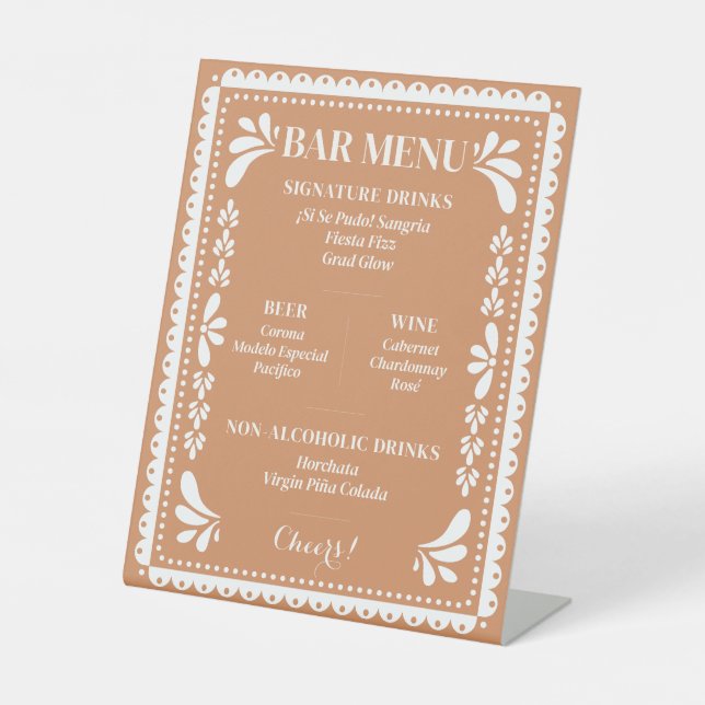 Signe De Table Papier Picado Bar Menu Plaque Pedestal Fiesta Mexi (Recto)