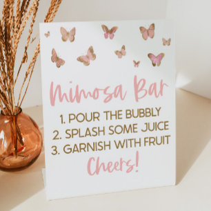Signe De Table Papillons roses Brunch Mimosa Bar