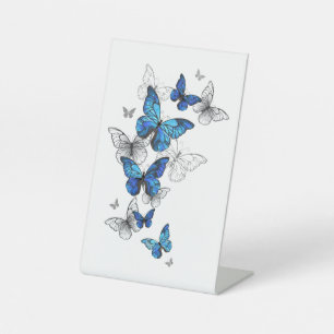 Signe De Table Papillons volants bleus Morpho