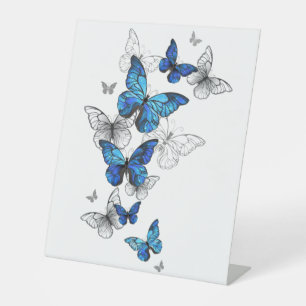 Signe De Table Papillons volants bleus Morpho