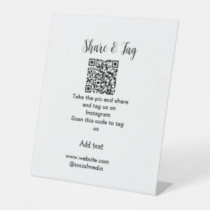 Signe De Table Partager et marquer sur Instagram scan QR ajouter