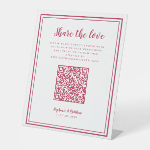 Signe De Table Partager L'Amour Mariage Photo QR Scan Code Magent