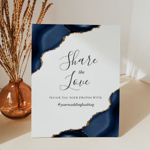 Signe De Table Partagez le hashtag Mariage Love Blue Gold Agate