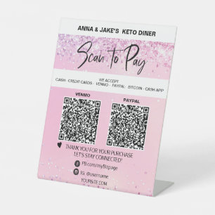 Signe De Table *~* Parties scintillant - 2 PAIEMENT QR - Table de