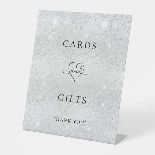 Signe De Table Parties scintillant argent cartes cadeaux (Recto)