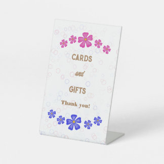 Signe De Table Parties scintillant d'invitation fleurs rose et bl