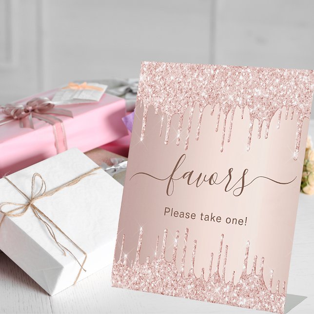 Signe De Table parties scintillant d'or rose drips parti faveurs (Créateur téléchargé)