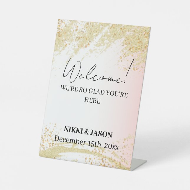 Signe De Table Parties scintillant rose clair Golden Splash Maria (Recto)