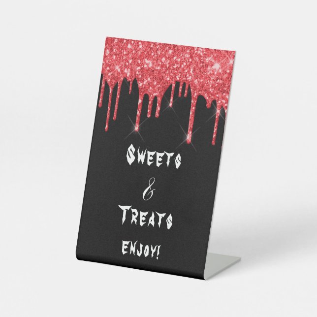 Signe De Table Parties scintillant rouge noir gouttes de sucrerie (Recto)