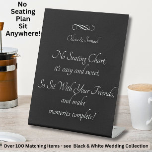 Signe De Table Pas de plan de table - Mariage Noir Blanc Infini