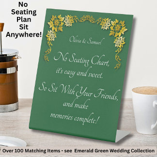 Signe De Table Pas de plan de table - Mariage Vert Emeraude & Or