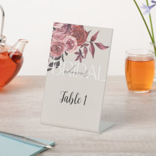 SIGNE DE TABLE PASTEL BLUSH FLORAL BURGUNDY FÊTE DES MARIÉES