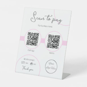 Signe De Table Pastel brown 2 QR codes balayage féminin à payer