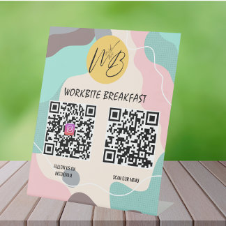 Signe De Table Pastel Wave Restaurant Menu, Instagram Qr Code