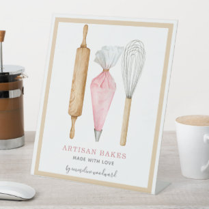 Signe De Table Pâtisserie Chef Aquarelle Cuisine Ustensiles