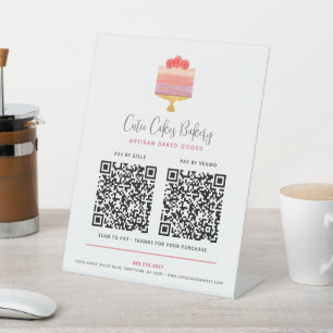 Signe De Table Pâtisserie Gâteau Rose Violet Dessert 2 Code QR Pa
