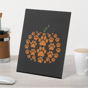 Signe De Table Paw Citrouille Empreinte de patte chien Thanksgivi