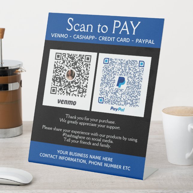 Signe De Table Payez sur PayPal bleu Venmo ici (In SItu)