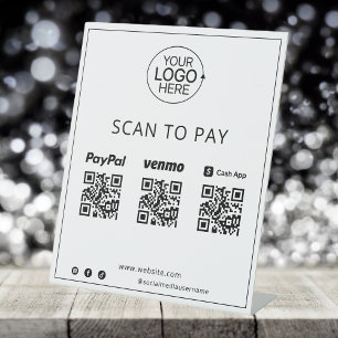 Signe De Table PayPal Venmo Cash App Black Icons Paiement Mobile