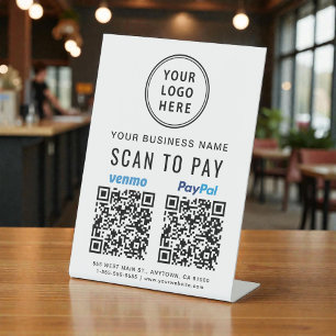 Signe De Table Paypal Venmo Code QR Logo Scan to Pay