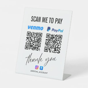 SIGNE DE TABLE PAYPAL VENMO QR CODE ANALYSE POUR PAYER LE MERCI