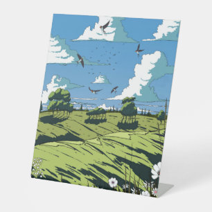 Signe De Table Paysage japonais vintage la nuit