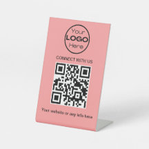 Peach Minimaliste Business Logo and QR Code