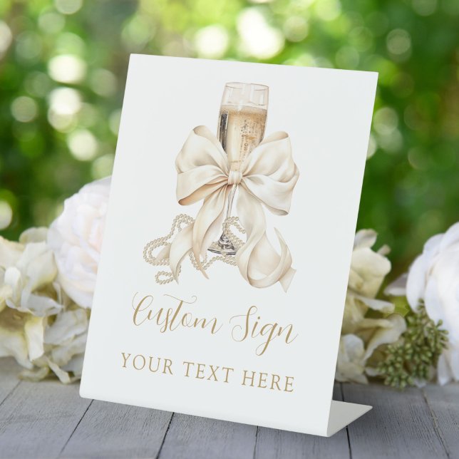 Signe De Table Pearls & Prosecco Bridal Shower Custom Sign (Pearls & Prosecco Bridal Shower Custom Sign, Personalized table sign)