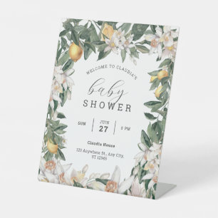 Signe De Table Pedes d'aquarelle de Baby shower de citron tropica