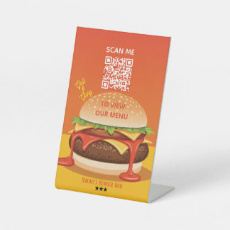 Signe De Table Pedestal Sign – Burger QR Menu Display