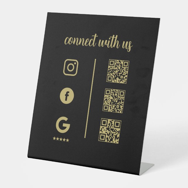 Signe De Table Pedestal Sign – Connect With Us QR Display (Recto)