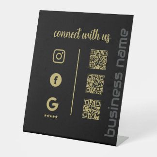 Signe De Table Pedestal Sign – Connect With Us QR Display (B)