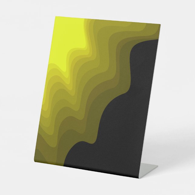 Signe De Table Peinture abstraite noire et jaune (Recto)
