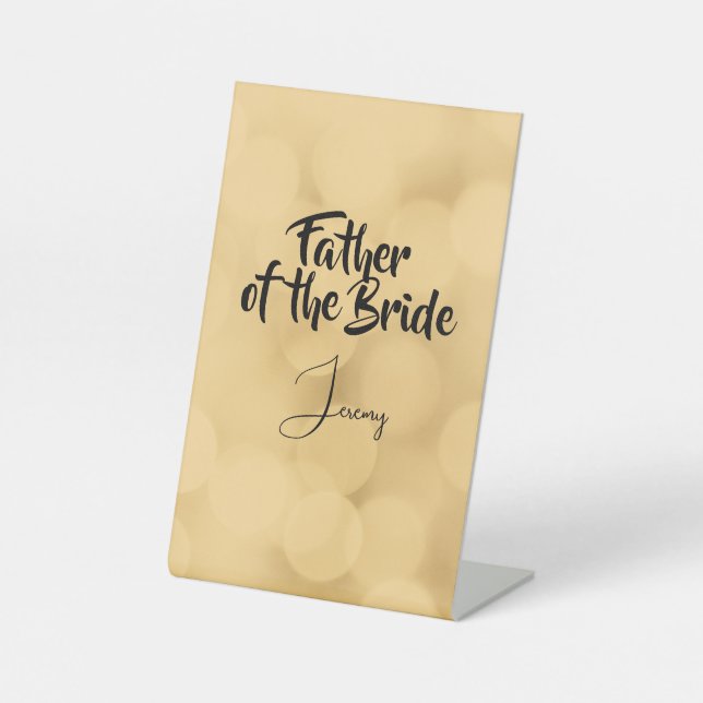 Signe De Table Père de la Mariée - Texte modifiable sur l'or (Recto)