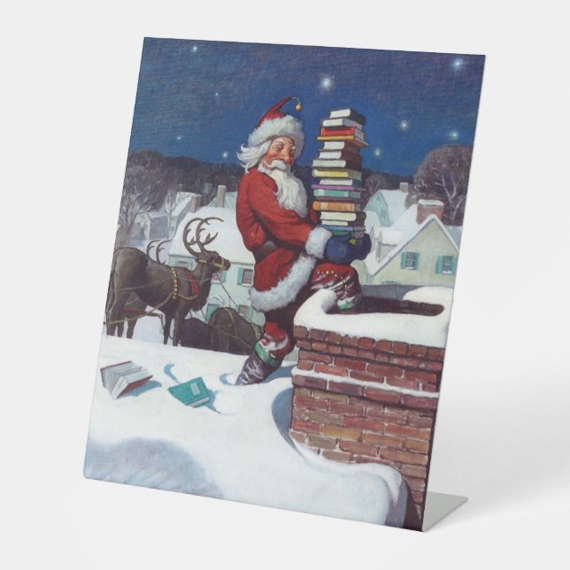 Signe De Table Père Noël Livres à Noël, (Recto)