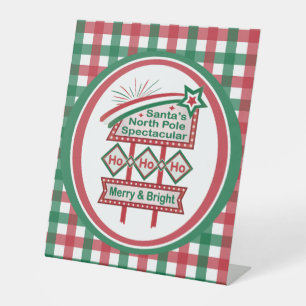 Signe De Table Père Noël's Retro Marquee - Ho Ho Ho Joyeux et lum