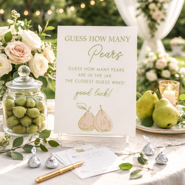 Signe De Table Perfect Pear Bridal Shower Guess How Many Pears (Créateur téléchargé)