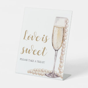 Signe De Table Perles et Prosecco Champagne L'amour est doux sign