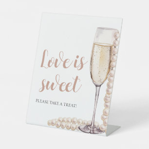 Signe De Table Perles et Prosecco Champagne L'amour est doux sign