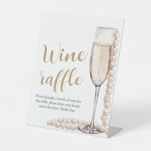Signe De Table Perles et Prosecco Fête des mariées Jeu de Raffle  (Recto)
