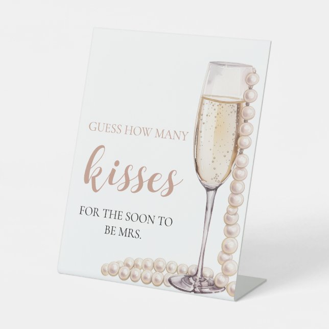 Signe De Table Perles et Prosecco Jeu : Devinez combien de baiser (Recto)