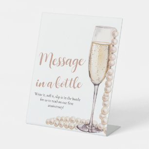 Signe De Table Perles et Prosecco Message dans une bouteille Ense