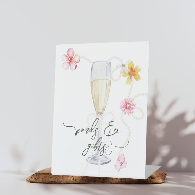 Signe De Table Perles, Pétales + Prosecco | Cartes de vœux et Cad (Créateur téléchargé)
