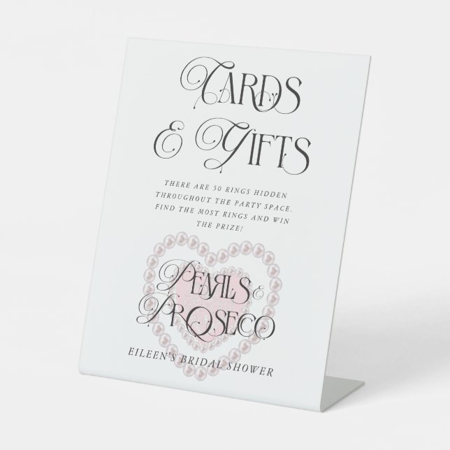 Signe De Table Perles Prosecco Fêtes des mariées Cartes et cadeau (Recto)