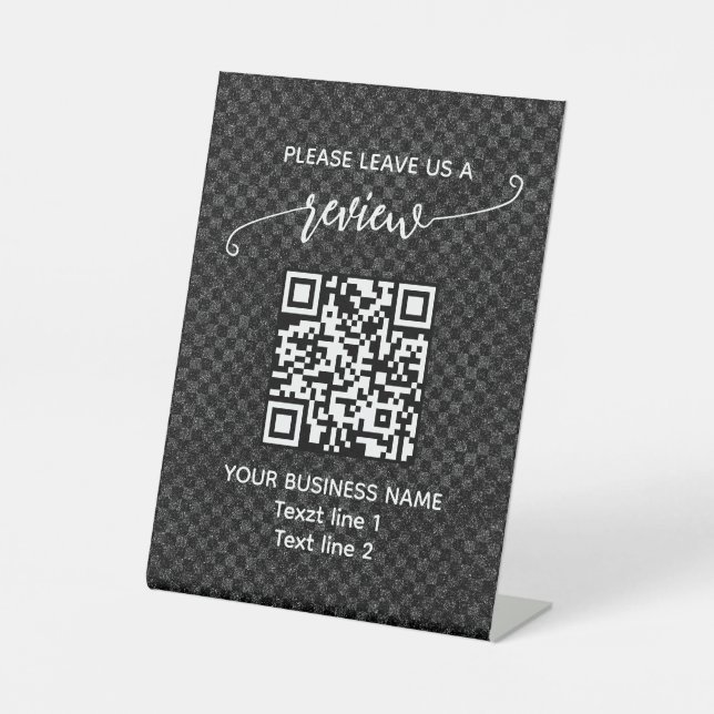 Signe De Table Personalized Business Leave a Review, QR Code Sign (Recto)