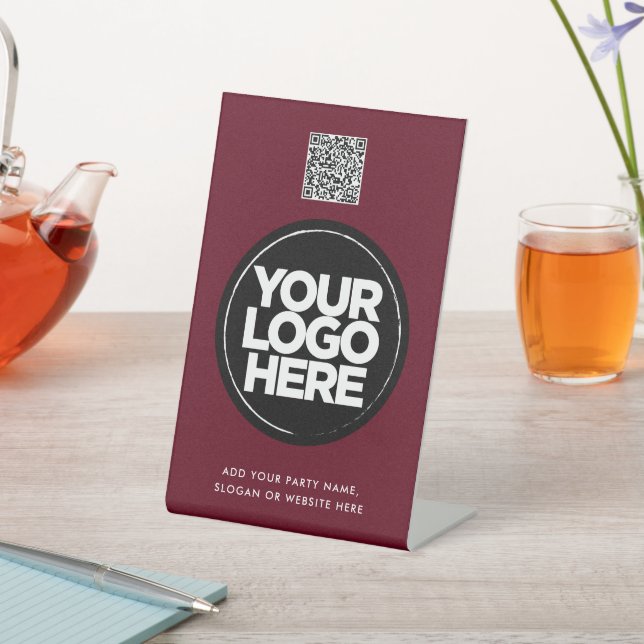 Signe De Table Personalized Logo and Text Simple Qr Code (In SItu)