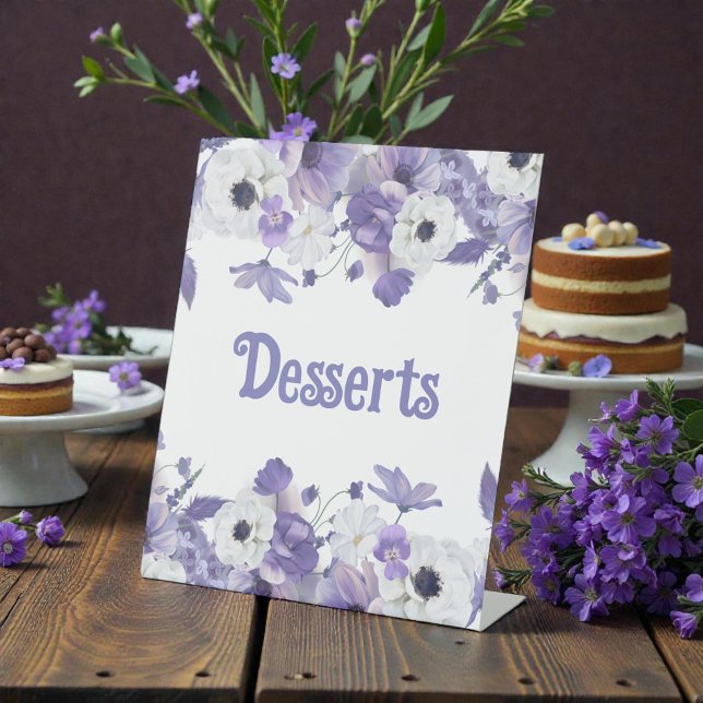 Signe De Table Personalized Violet Purple Flowers Wedding (Créateur téléchargé)